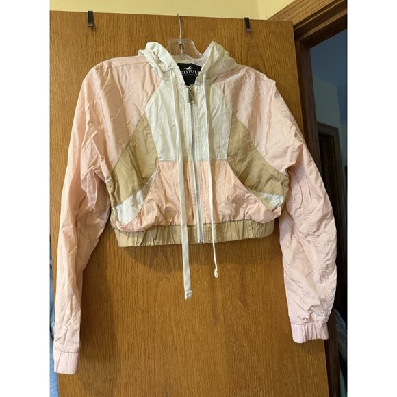 Hollister Womens Cropped Hooded Full Zip Windbreaker Size Small - Picture 1 of 5
